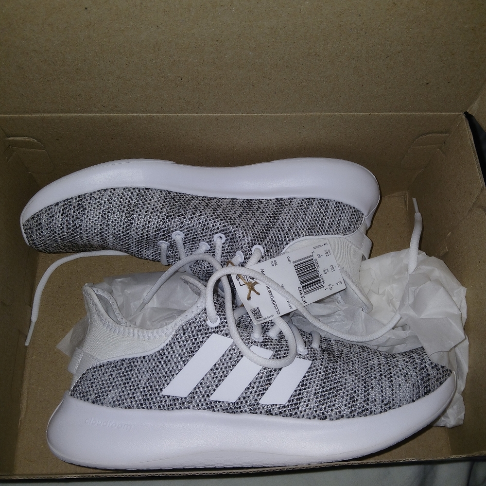 New In Box Adidas Cloudfoam Pure SPW Sneakers, Cloud White/Core Black - Picture 9 of 12